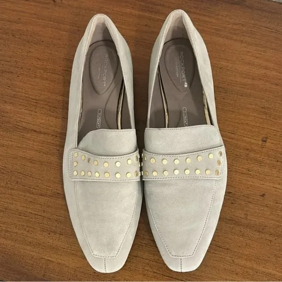 Rockport Total Motion Laylani Suede Stud Loafers in Desert Sage, Womens Size 8