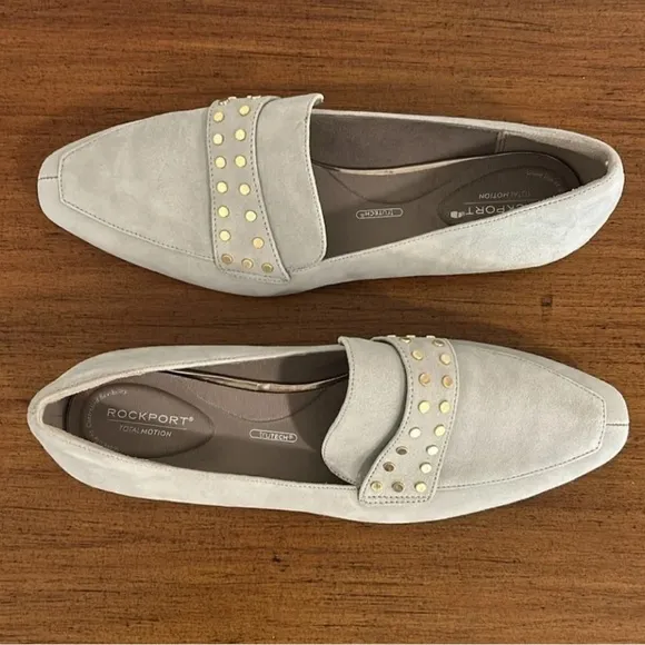 Rockport Total Motion Laylani Suede Stud Loafers in Desert Sage, Womens Size 8