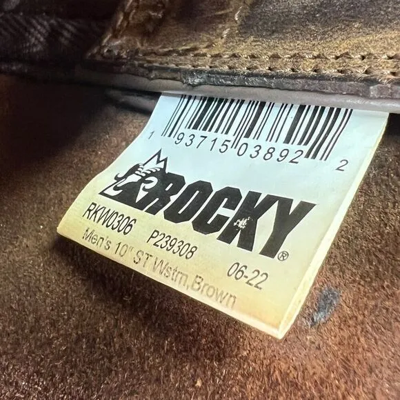 Rocky Men's Size 10W 10&quot; Original Ride Waterproof Steel Toe Western Boots