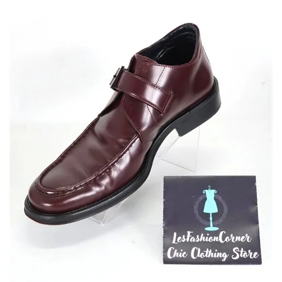 Rodolfo Zengarini Men's Burgundy Leather Monk Strap Buckle Loafers Sz 42 (9) 103