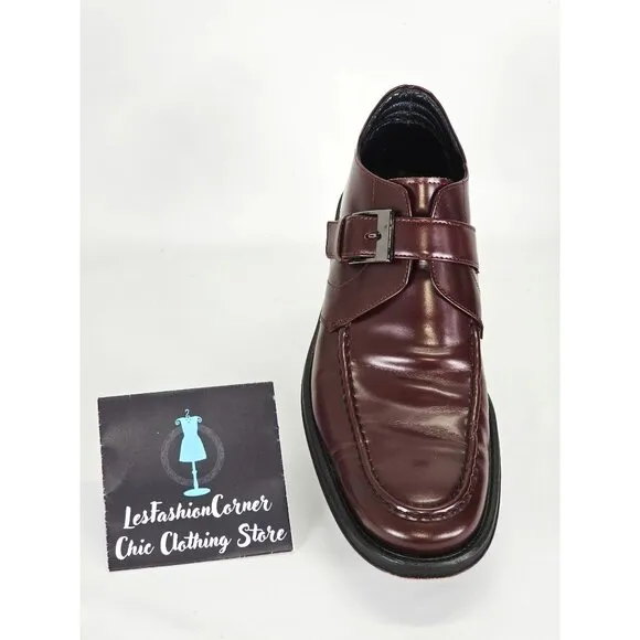 Rodolfo Zengarini Men's Burgundy Leather Monk Strap Buckle Loafers Sz 42 (9) 103
