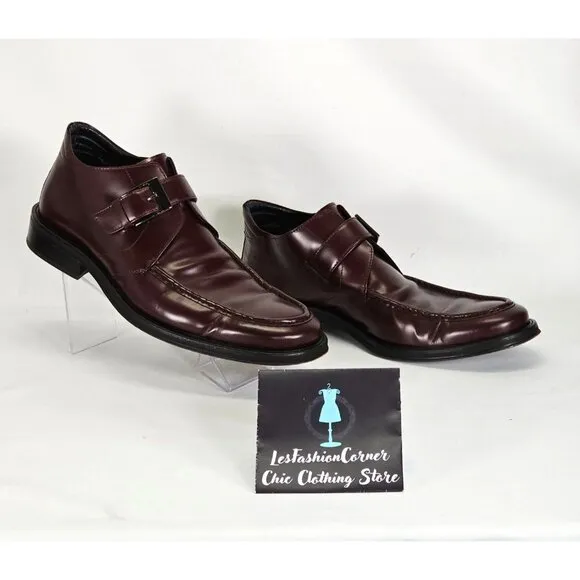 Rodolfo Zengarini Men's Burgundy Leather Monk Strap Buckle Loafers Sz 42 (9) 103
