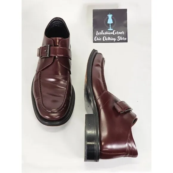 Rodolfo Zengarini Men's Burgundy Leather Monk Strap Buckle Loafers Sz 42 (9) 103