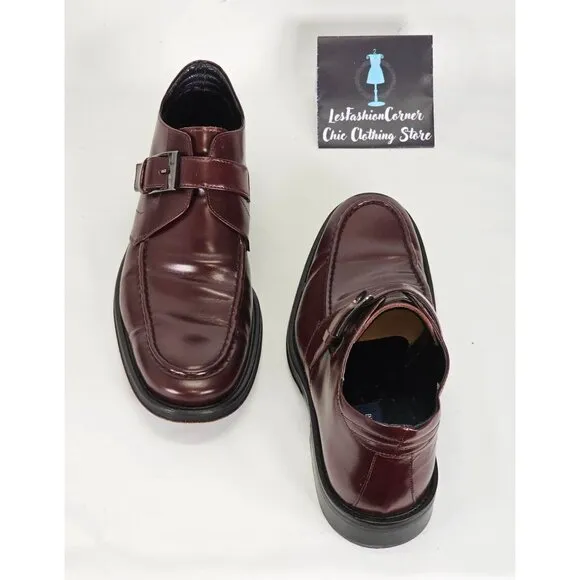 Rodolfo Zengarini Men's Burgundy Leather Monk Strap Buckle Loafers Sz 42 (9) 103