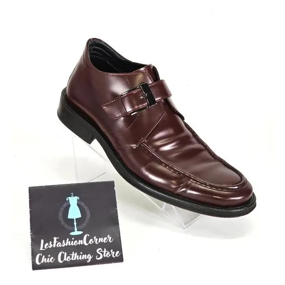 Rodolfo Zengarini Men's Burgundy Leather Monk Strap Buckle Loafers Sz 42 (9) 103