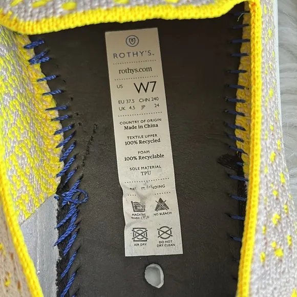 Rothy's &quot;Retired&quot; Sunshine Yellow Honeycomb Slip-On Sneakers Size 7