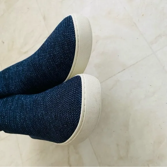 Rothy’s Blue Metallic Lace Stitch Mid Top Slip-on Chelsea Sneakers size 13