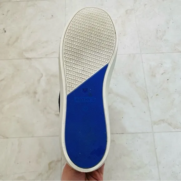 Rothy’s Blue Metallic Lace Stitch Mid Top Slip-on Chelsea Sneakers size 13