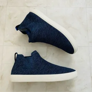 Rothy’s Blue Metallic Lace Stitch Mid Top Slip-on Chelsea Sneakers size 13