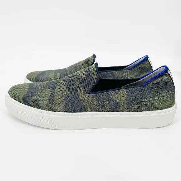 Rothy’s Camo Sneakers Back Stripe Original Slip On Women’s Knit Flat Shoes Sz 7