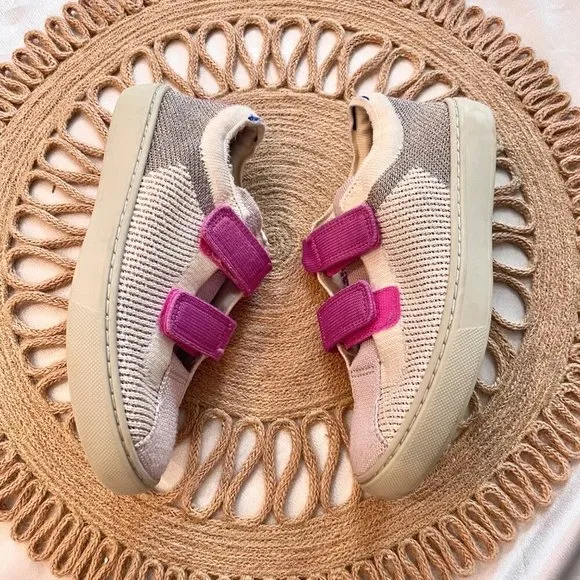 Rothy's Double Velcro Knit Strap On Sneakers Size 1