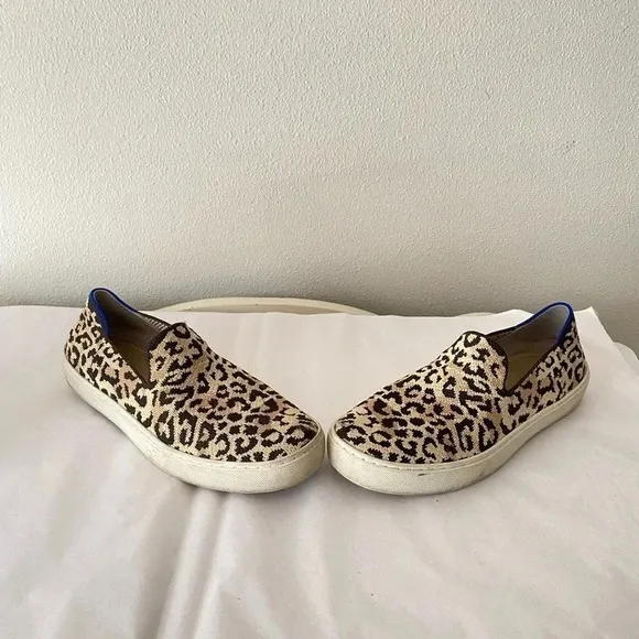 Rothy’s Leopard Animal Print Slip on Knit Sneakers Size 8