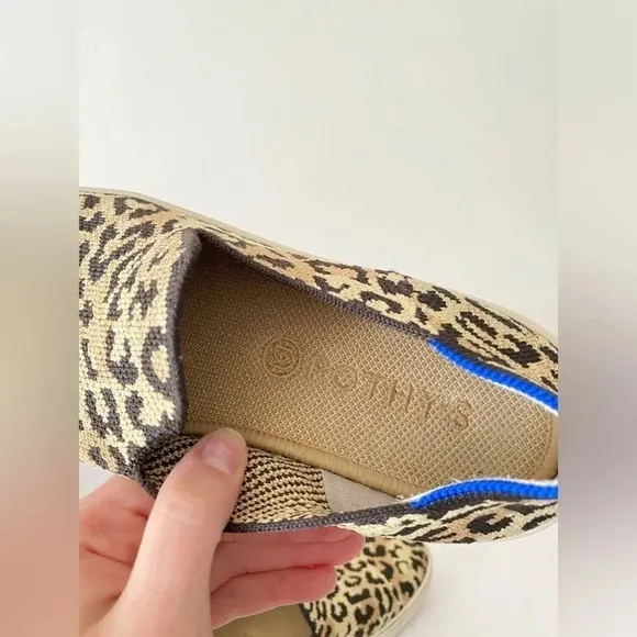 Rothy’s Leopard Animal Print Slip on Knit Sneakers Size 8