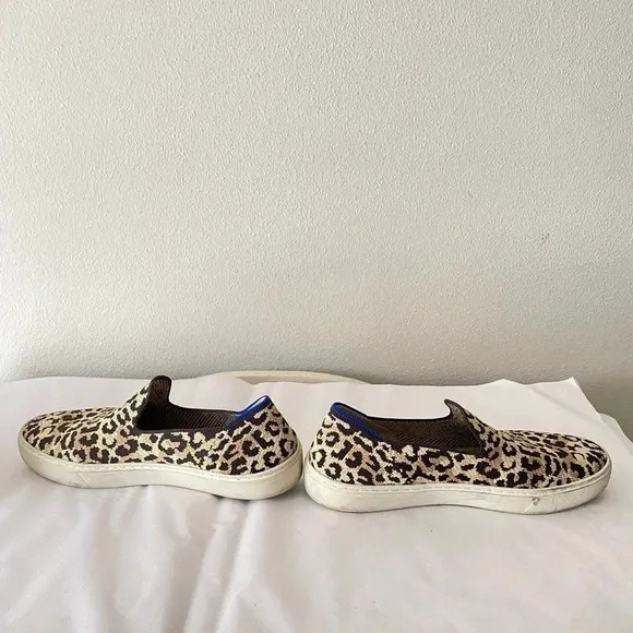 Rothy’s Leopard Animal Print Slip on Knit Sneakers Size 8
