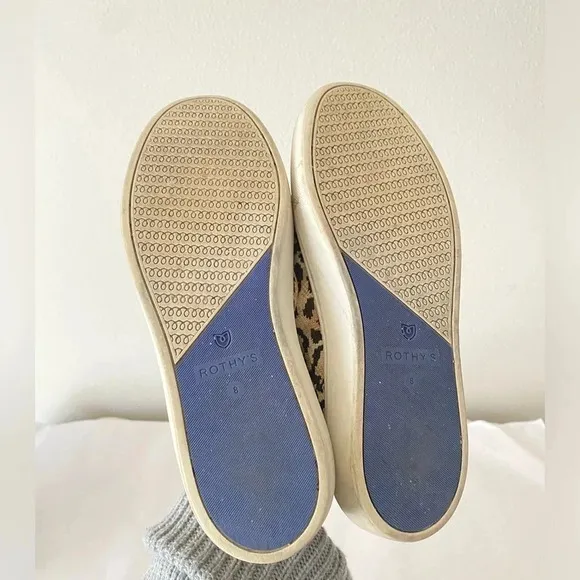 Rothy’s Leopard Animal Print Slip on Knit Sneakers Size 8