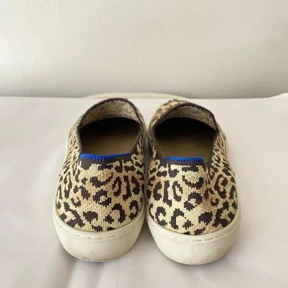 Rothy’s Leopard Animal Print Slip on Knit Sneakers Size 8