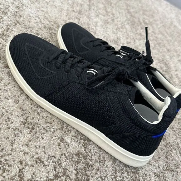 Rothy's Men's The RS01 Lace Up Knit Sneakers BlackWhite Soles 10