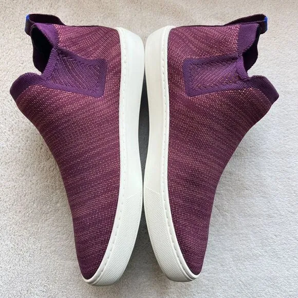 Rothy's Plum Melange Knit Chelsea High Top Stretch Casual Sneaker Boot Women 9.5