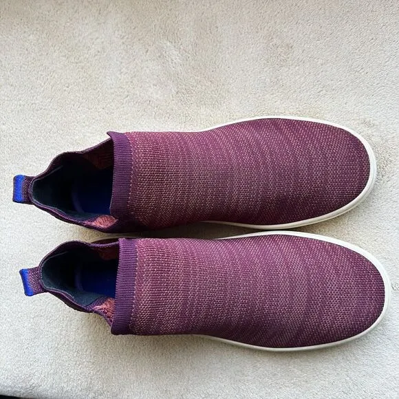 Rothy's Plum Melange Knit Chelsea High Top Stretch Casual Sneaker Boot Women 9.5