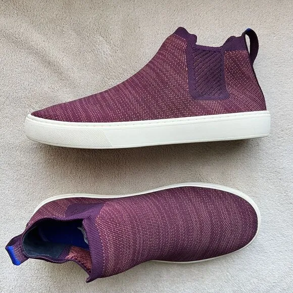 Rothy's Plum Melange Knit Chelsea High Top Stretch Casual Sneaker Boot Women 9.5