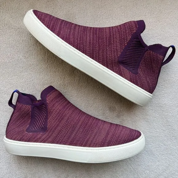 Rothy's Plum Melange Knit Chelsea High Top Stretch Casual Sneaker Boot Women 9.5