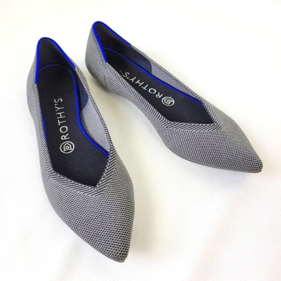 Rothy's Striped Pointy Toe Flats Like New Sz 8