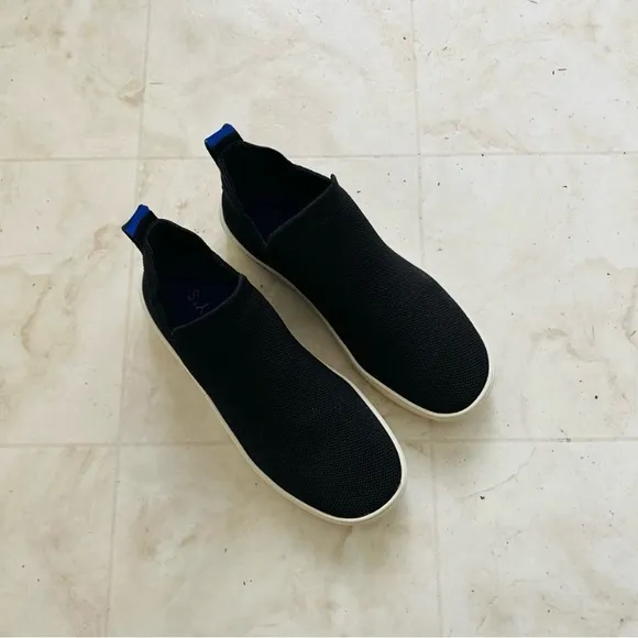 Rothy’s The Chelsea Black Knit Upper Mid Top Slip-on Sneakers size 6