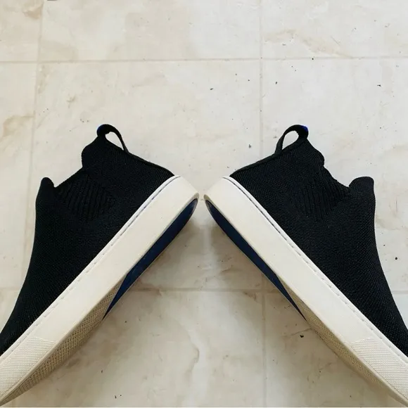 Rothy’s The Chelsea Black Knit Upper Mid Top Slip-on Sneakers size 6
