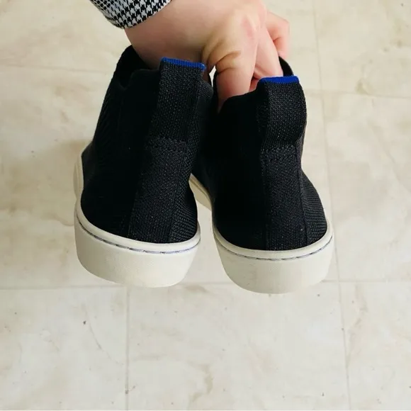Rothy’s The Chelsea Black Knit Upper Mid Top Slip-on Sneakers size 6