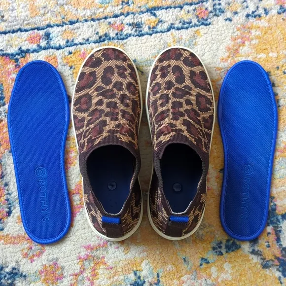 Rothy's The Chelsea Wildcat Jacquard Knit Slip On Ankle Bootie Sneakers Brown 9