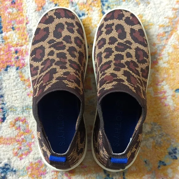 Rothy's The Chelsea Wildcat Jacquard Knit Slip On Ankle Bootie Sneakers Brown 9