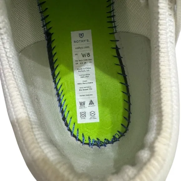 Rothy's The Lace Up Sneaker Vanilla Fabric Casual Sneakers Women’s US 8