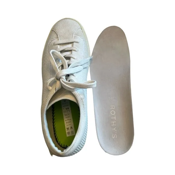 Rothy’s Woman’s The Lace Up Vanilla Knit Sneakers Tennis Shoes Size 8 Washable