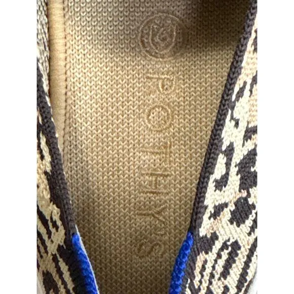 Rothy’s Women's Animal Print Slip on Sneakers Comfort Spring Cream Black Size 8