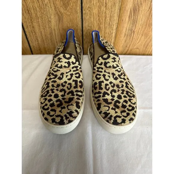 Rothy’s Women's Animal Print Slip on Sneakers Comfort Spring Cream Black Size 8