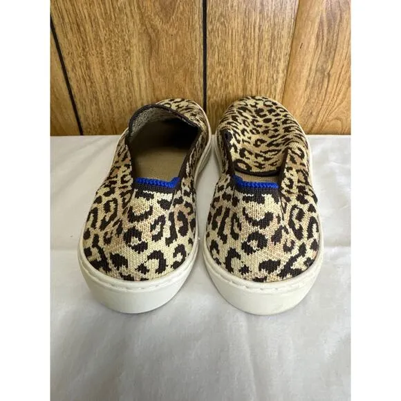 Rothy’s Women's Animal Print Slip on Sneakers Comfort Spring Cream Black Size 8