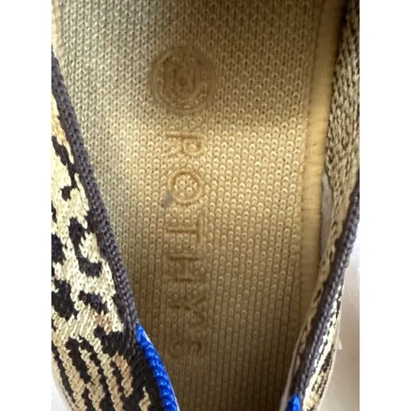 Rothy’s Women's Animal Print Slip on Sneakers Comfort Spring Cream Black Size 8