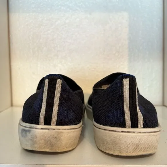 Rothy's Womens The Original Slip On Low Top Sneakers Blue Camo Knit Casual