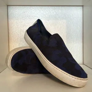Rothy's Womens The Original Slip On Low Top Sneakers Blue Camo Knit Casual