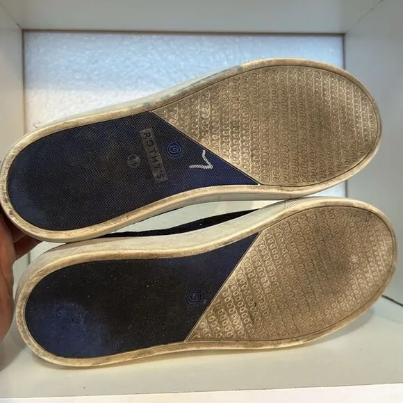 Rothy's Womens The Original Slip On Low Top Sneakers Blue Camo Knit Casual