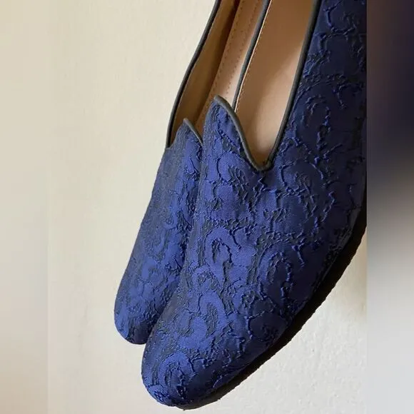 Royal Self Embroidered Blue Shode Loafer Style Juti Size 9