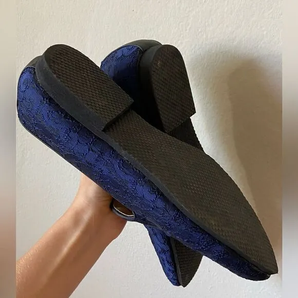 Royal Self Embroidered Blue Shode Loafer Style Juti Size 9
