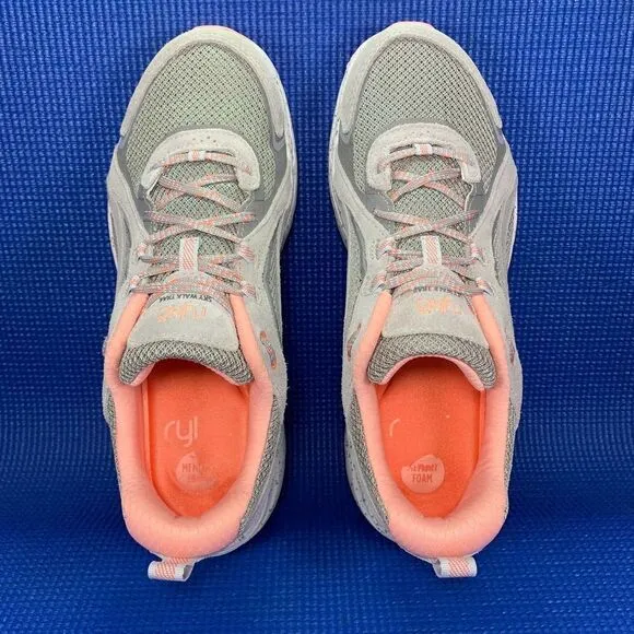 Ryka Sky Walk Trail Suede Women`s Size 9.5M - Grey/Pink Hiking Shoes Sneakers