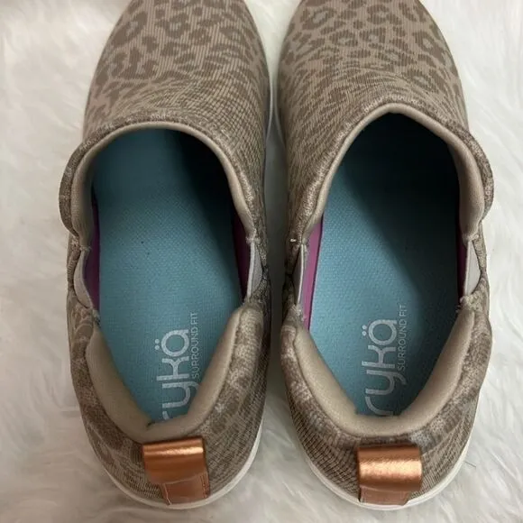 RYKA Vera Wedge Knit Skip On Leopard Print Sneakers Size 9.5 BIN 19