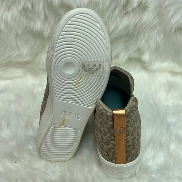 RYKA Vera Wedge Knit Skip On Leopard Print Sneakers Size 9.5 BIN 19