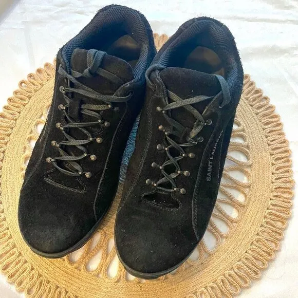 Saint Laurent Jump Black Suede Sneakers Men's Size 12