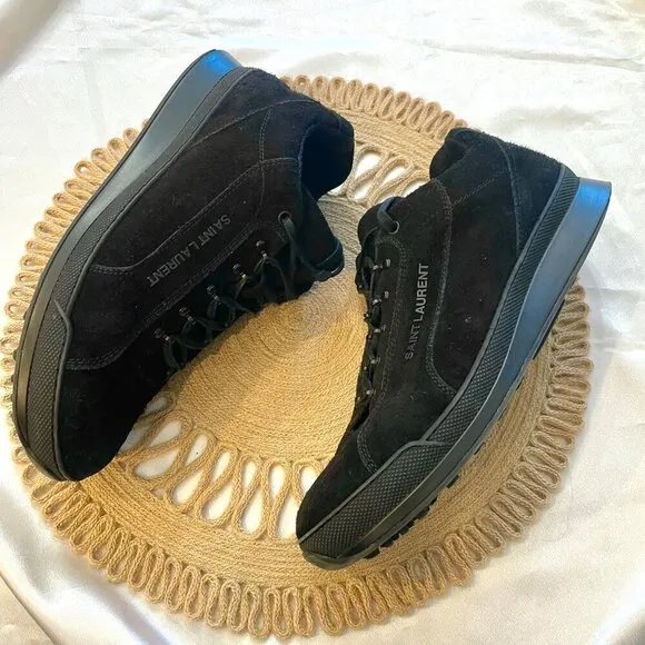 Saint Laurent Jump Black Suede Sneakers Men's Size 12