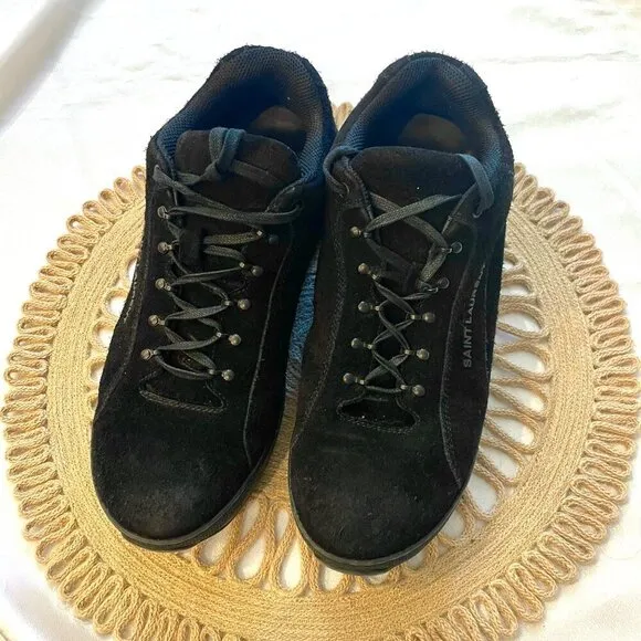 Saint Laurent Jump Black Suede Sneakers Men's Size 12