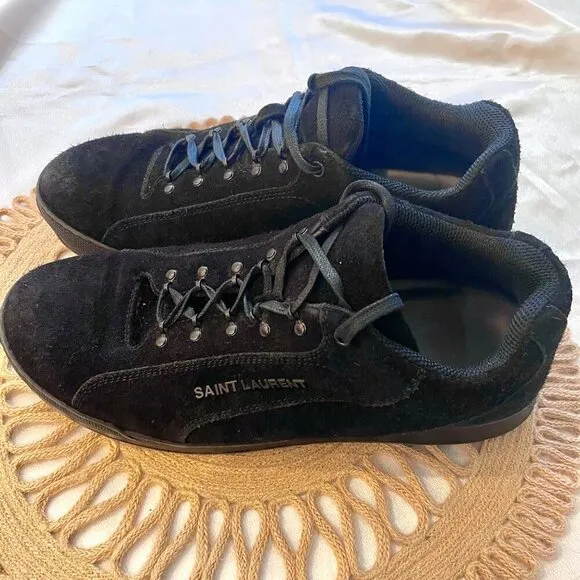 Saint Laurent Jump Black Suede Sneakers Men's Size 12