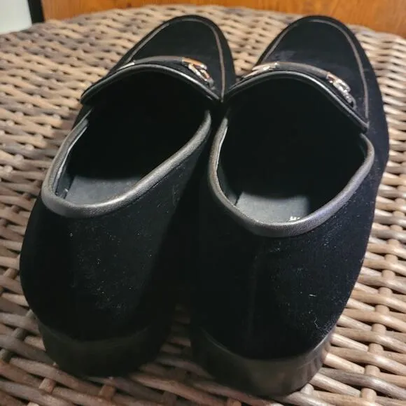 SAKS FIFTH AVENUE Dolo-2 Mens Black Velvet Loafers Size 9.5 Silver Horsebit